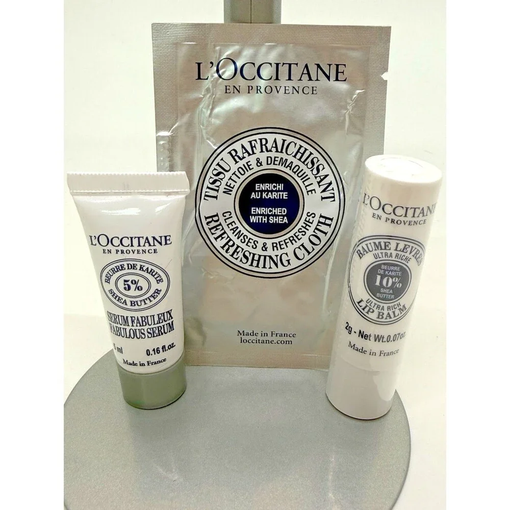 L'Occitane Ultra Rich Shea Lip Balm 10% Organic Hydrating Butter Serum, 3 Pieces